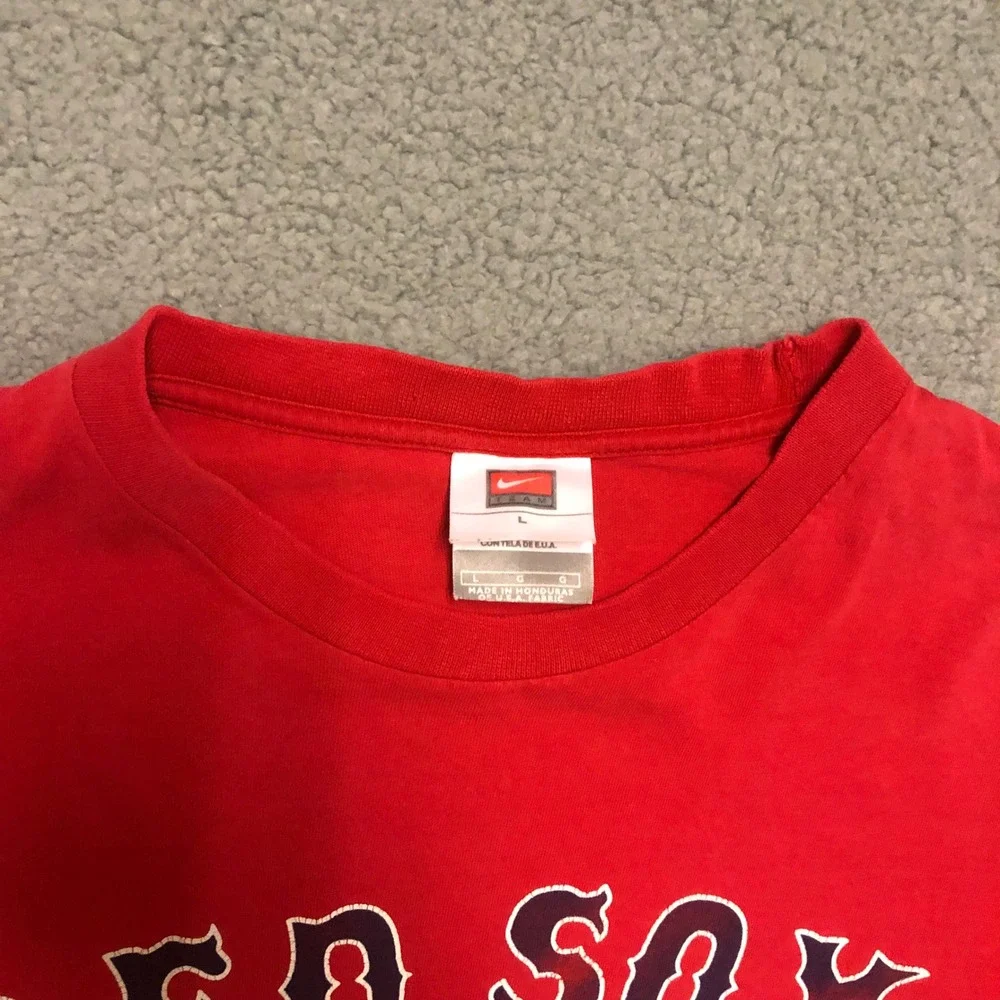 VTG Nike Boston Red Sox T-Shirt Mens Large Red MLB Baseball Center‎ Swoosh Logo